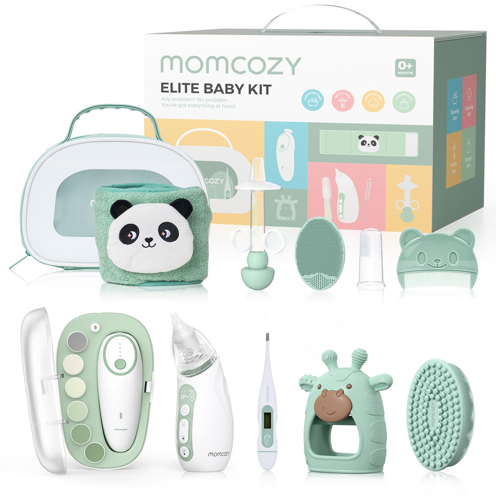 Momcozy Elite Baby Kit electric nail trimmer for safe nail smoothing.