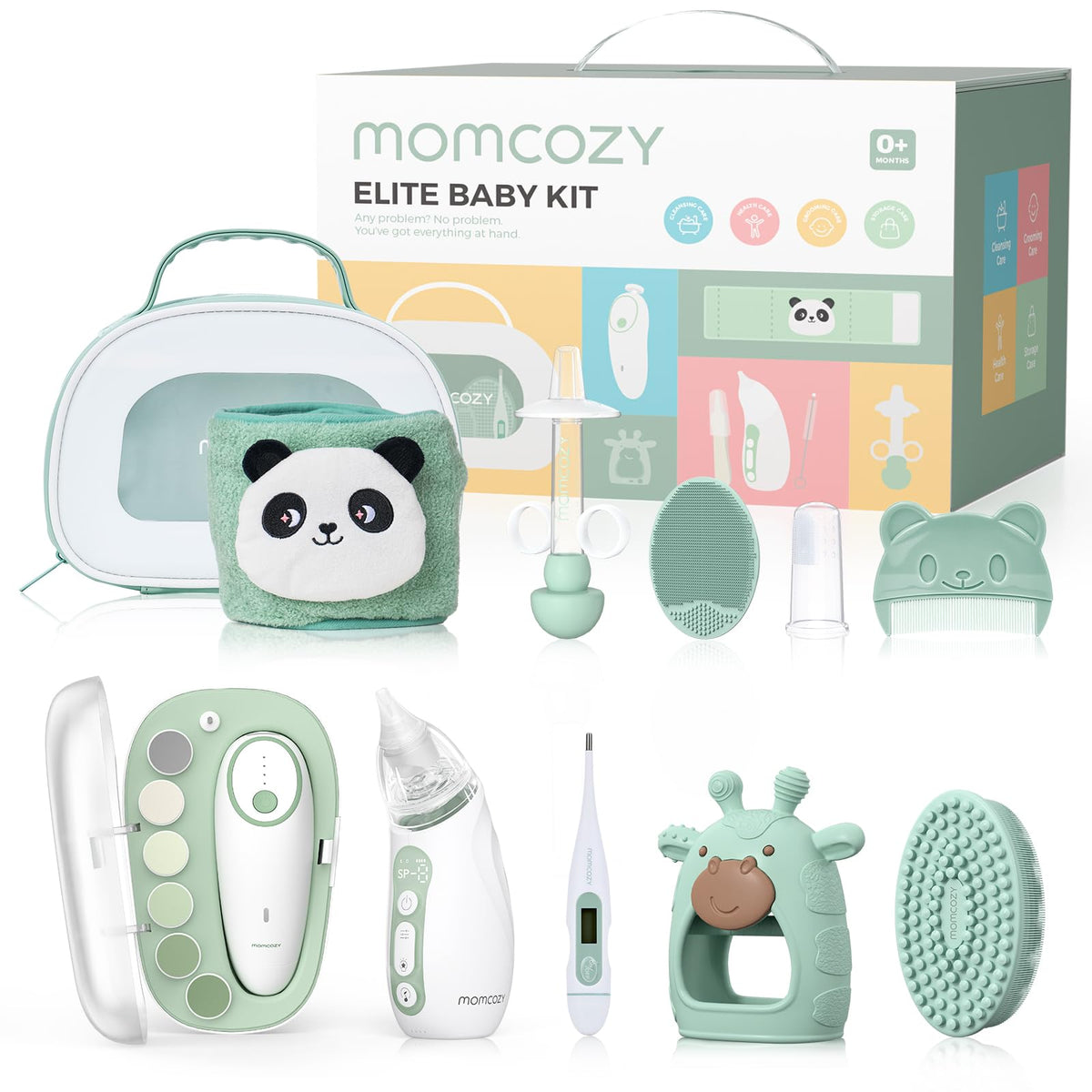 Momcozy Elite Baby Kit electric nail trimmer for safe nail smoothing.
