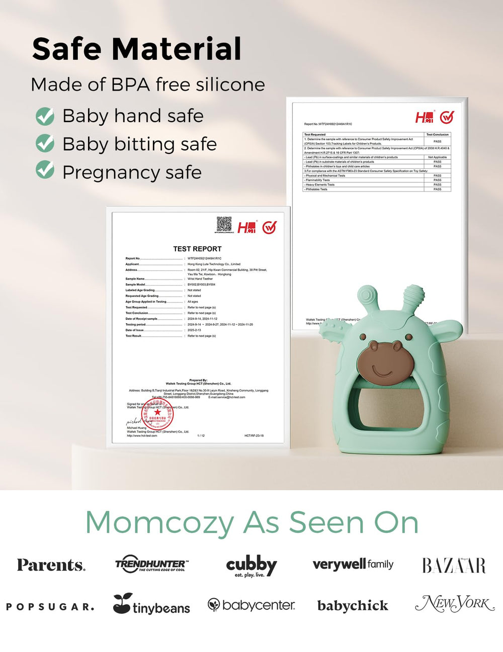 Momcozy Glow cradle cap brush massages and clears dry scalp.