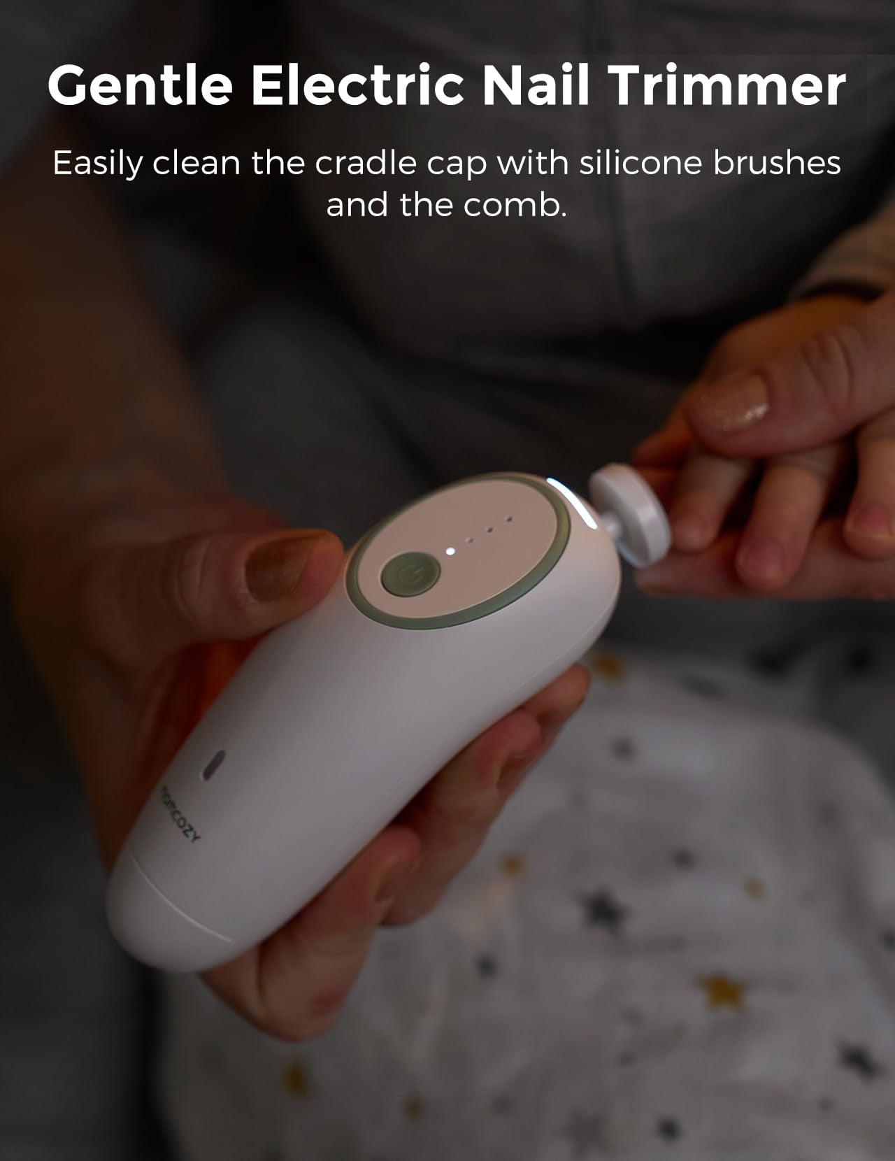Momcozy Glow finger toothbrush easy grip for quick oral cleaning.