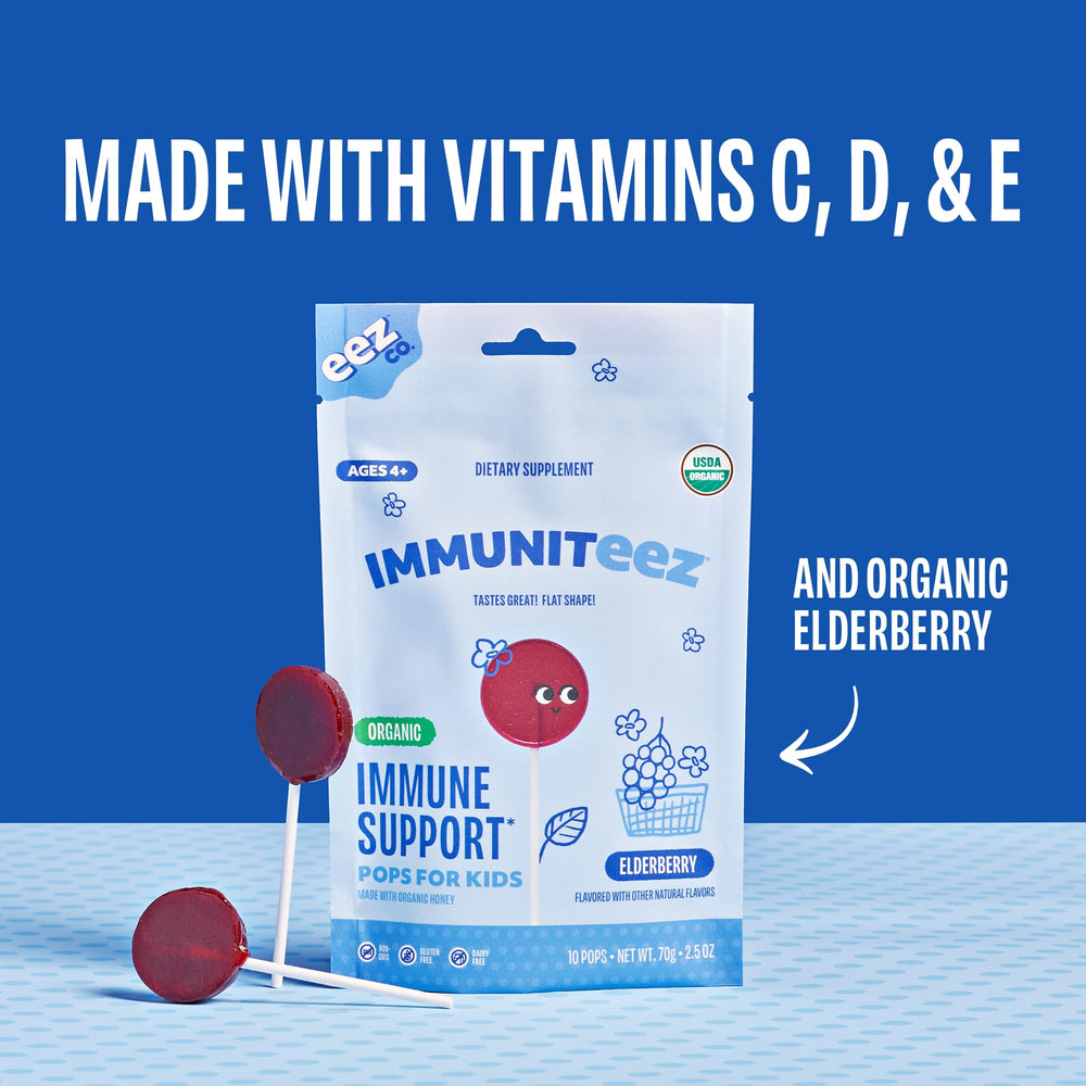 Immuniteez pop-on-stick design shown for easy snacking.