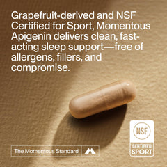 Momentous Apigenin label featuring NSF Certified for Sport quality.