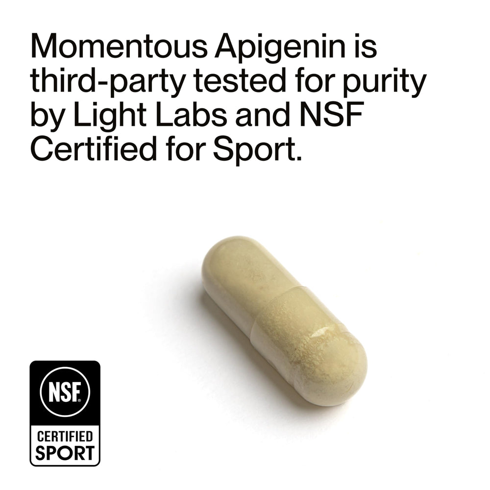 Momentous Apigenin packaging on a shelf showing high-quality product.