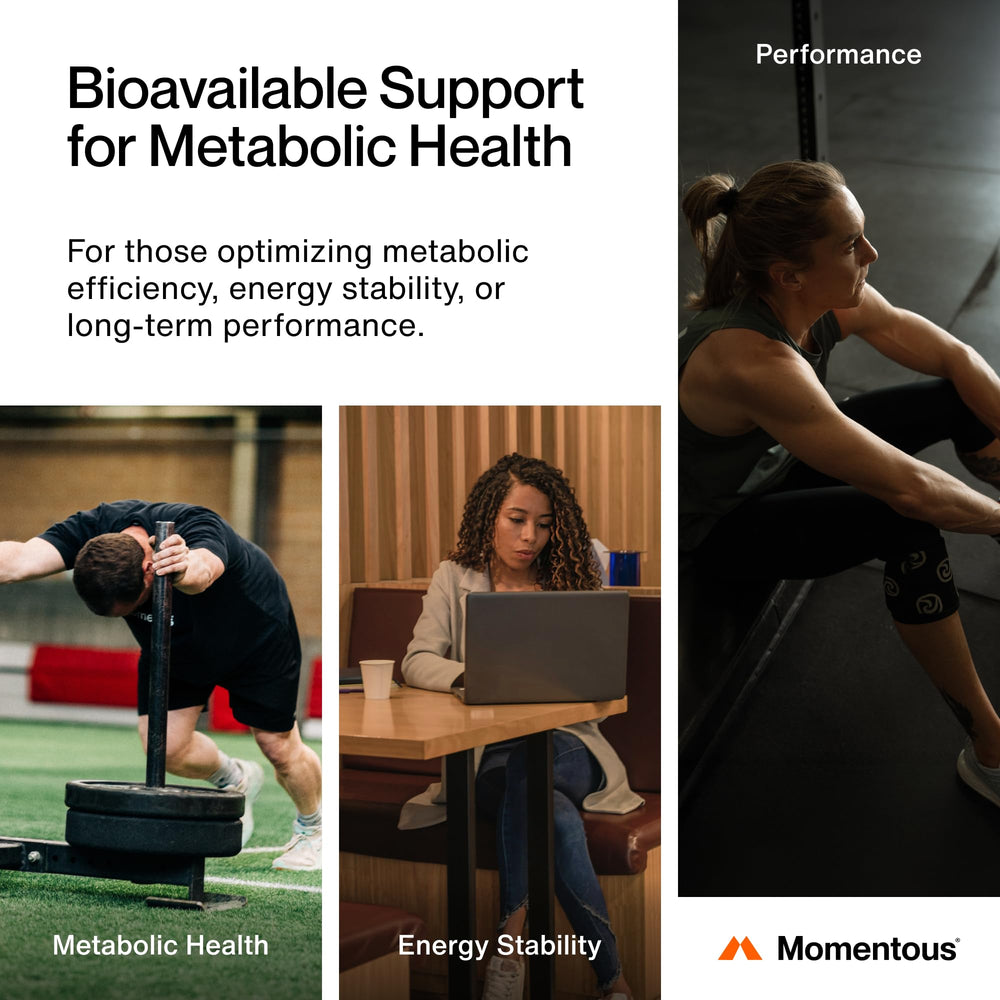 Momentous Berberine packaging box highlighting quality and purity.