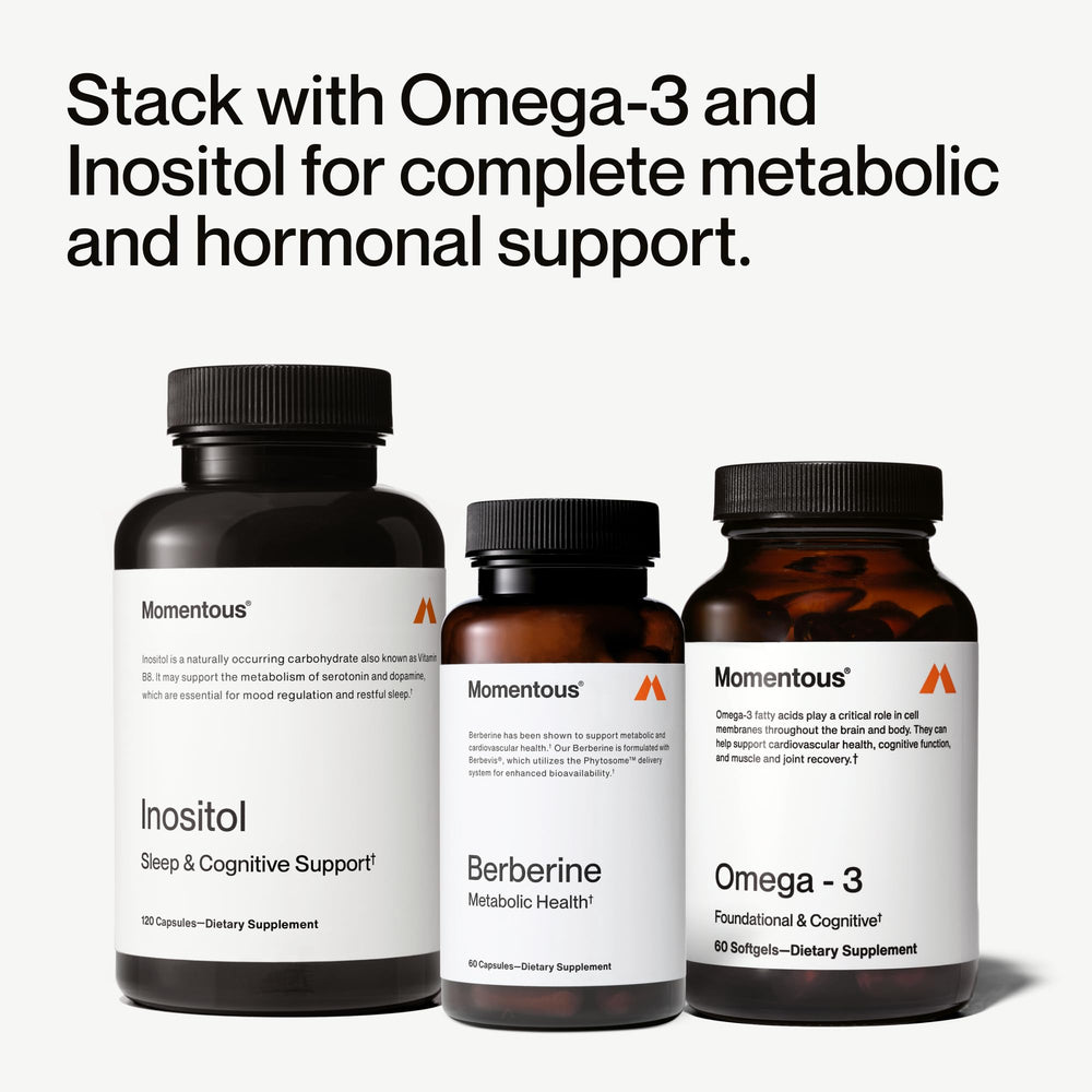 Momentous Berberine vegan gluten-free symbol on packaging.