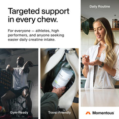 Momentous Creatine Chews ingredients label highlight Creapure purity.