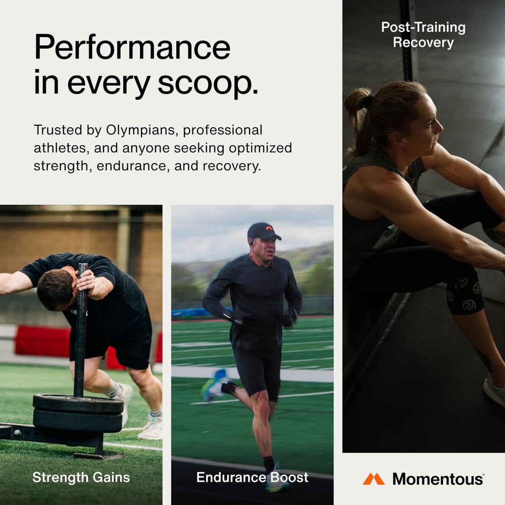 Momentous Creatine Powder in use during training sessions supports sustained effort.