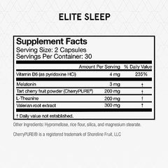 Close-up of Momentous Elite Sleep capsules showing vegan, gluten-free formulation for active lifestyles.