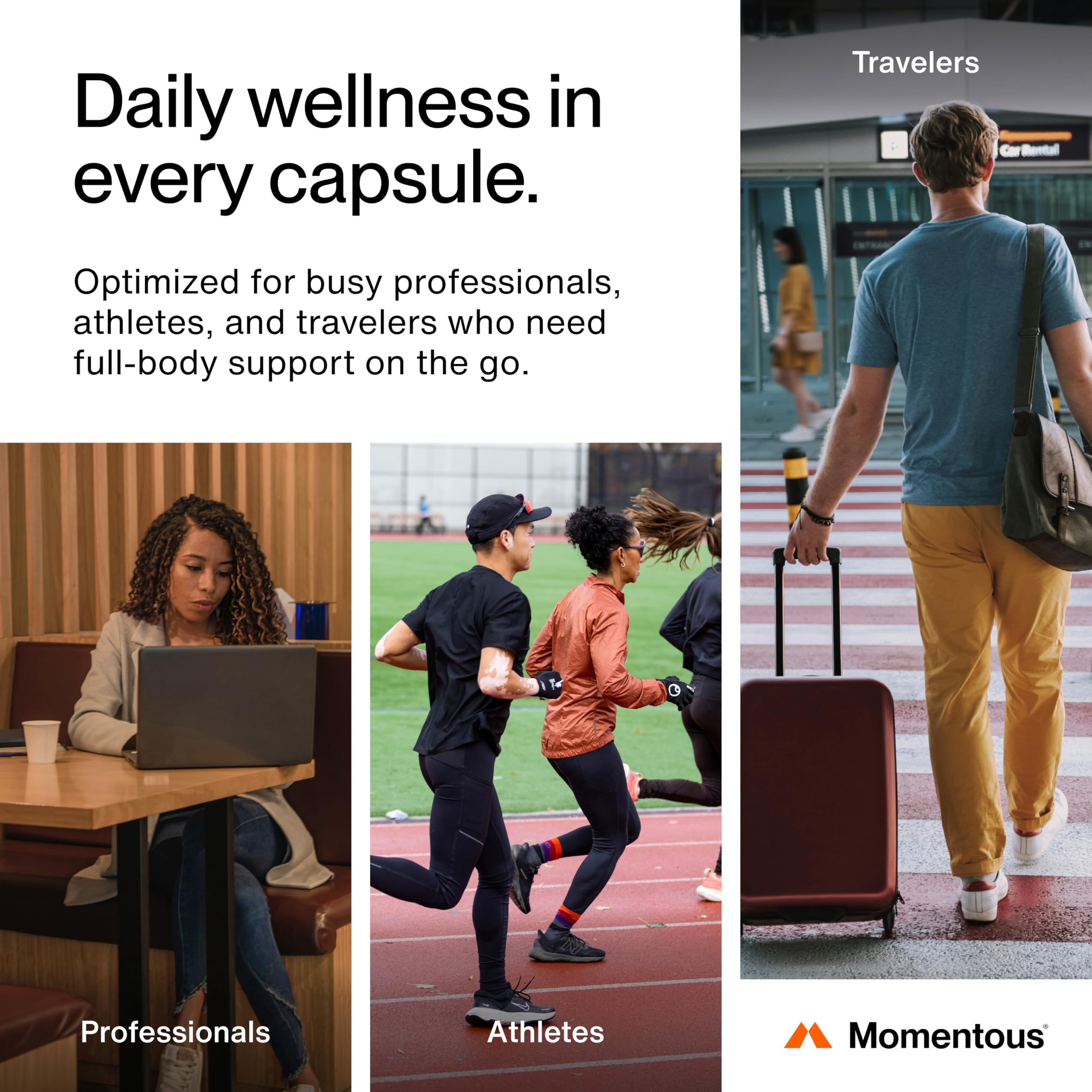 Momentous Essential Multivitamin brings phytonutrient blend including lutein and resveratrol.