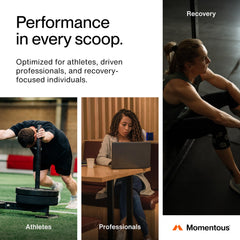 Momentous Essential Whey powder shaker – ready to blend into smoothies.