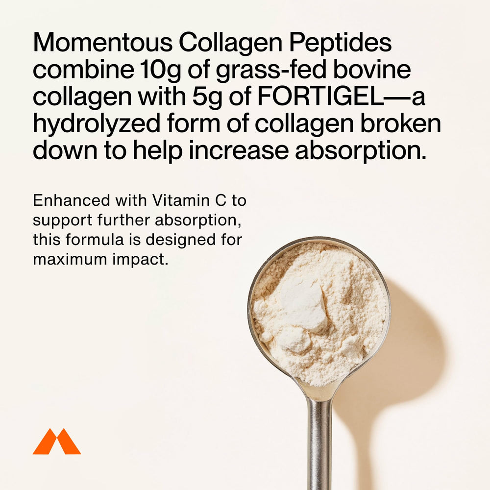 Fortigel peptide formula label on Momentous packaging.