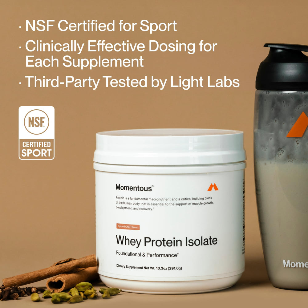 Momentous grass-fed dairy farm imagery emphasizes quality ingredients