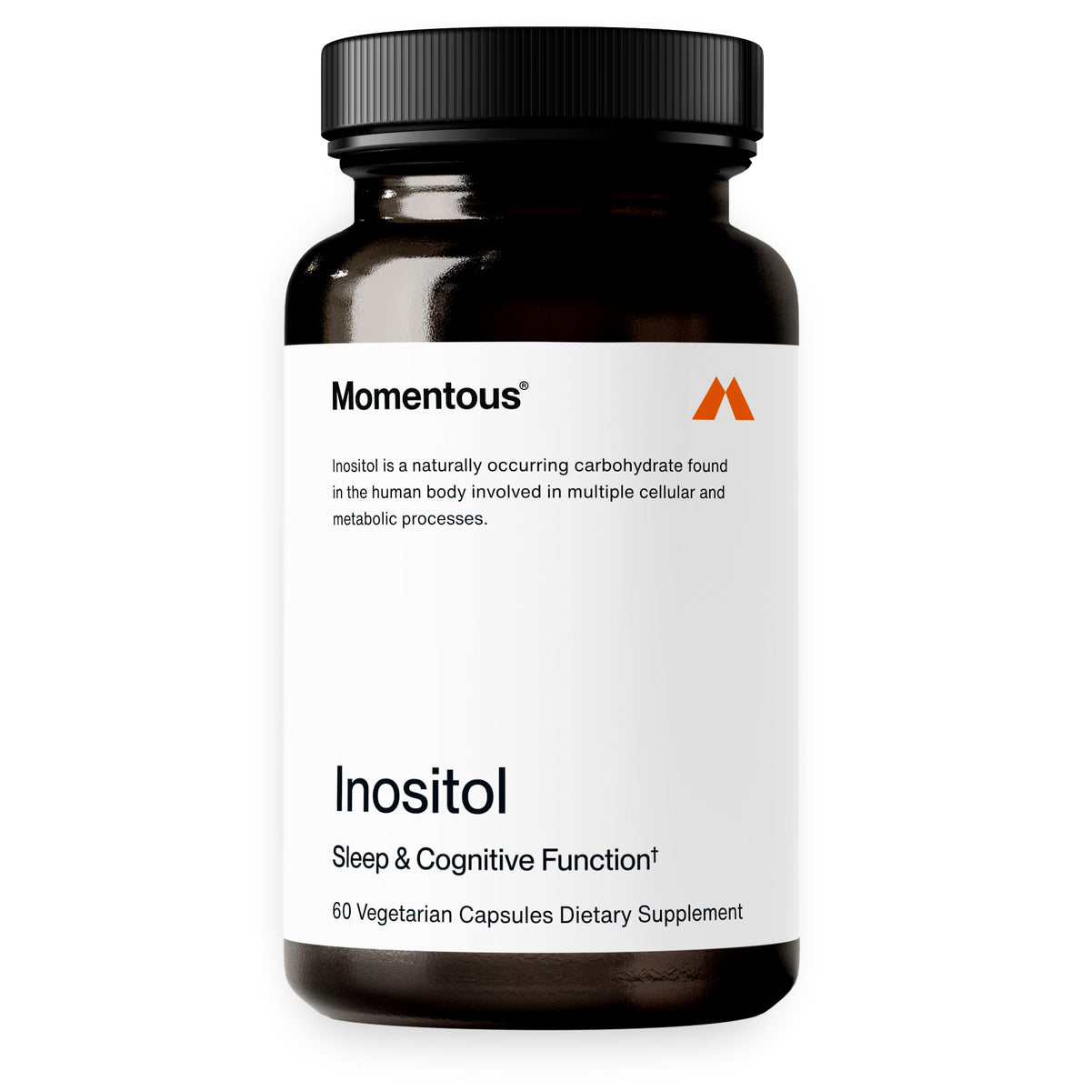 Momentous Inositol bottle pour suggests nighttime sleep support.