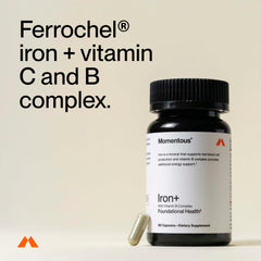 Momentous Iron+ label with NSF Certified for Sport emphasis for athletes