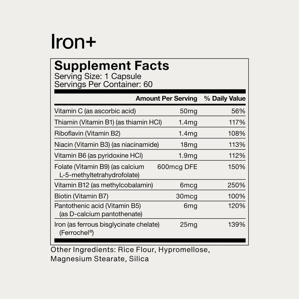 Momentous Iron+ vitamin C and B complex focus for daily vitality