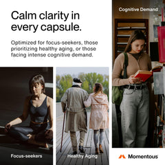 Momentous Magtein label detail showcases NSF certification and product benefits.