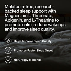 Momentous Nightly Sleep Pack front label highlights magnesium, L-theanine, and apigenin benefits