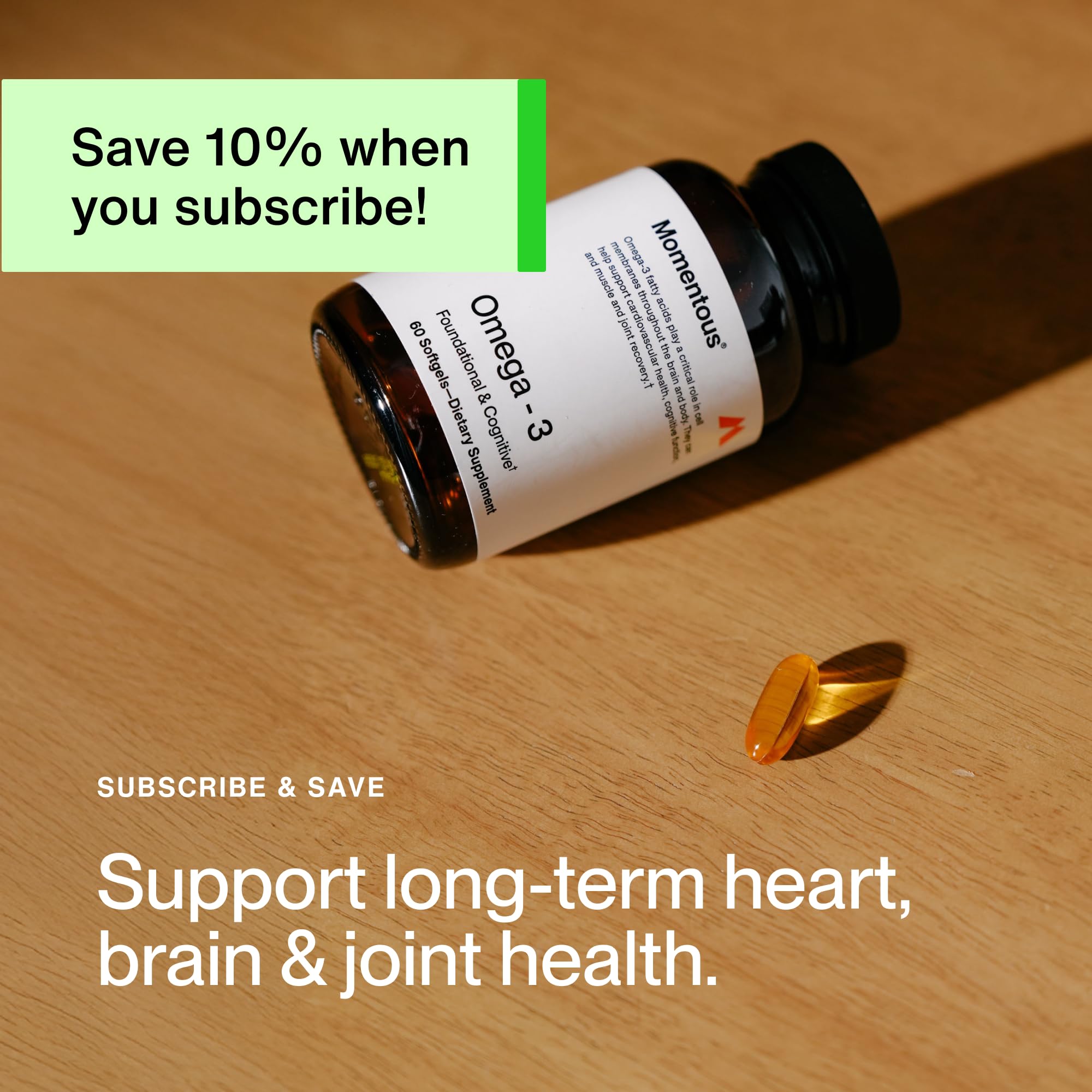 Momentous Omega-3 lifestyle shot with active adults suggests a daily routine