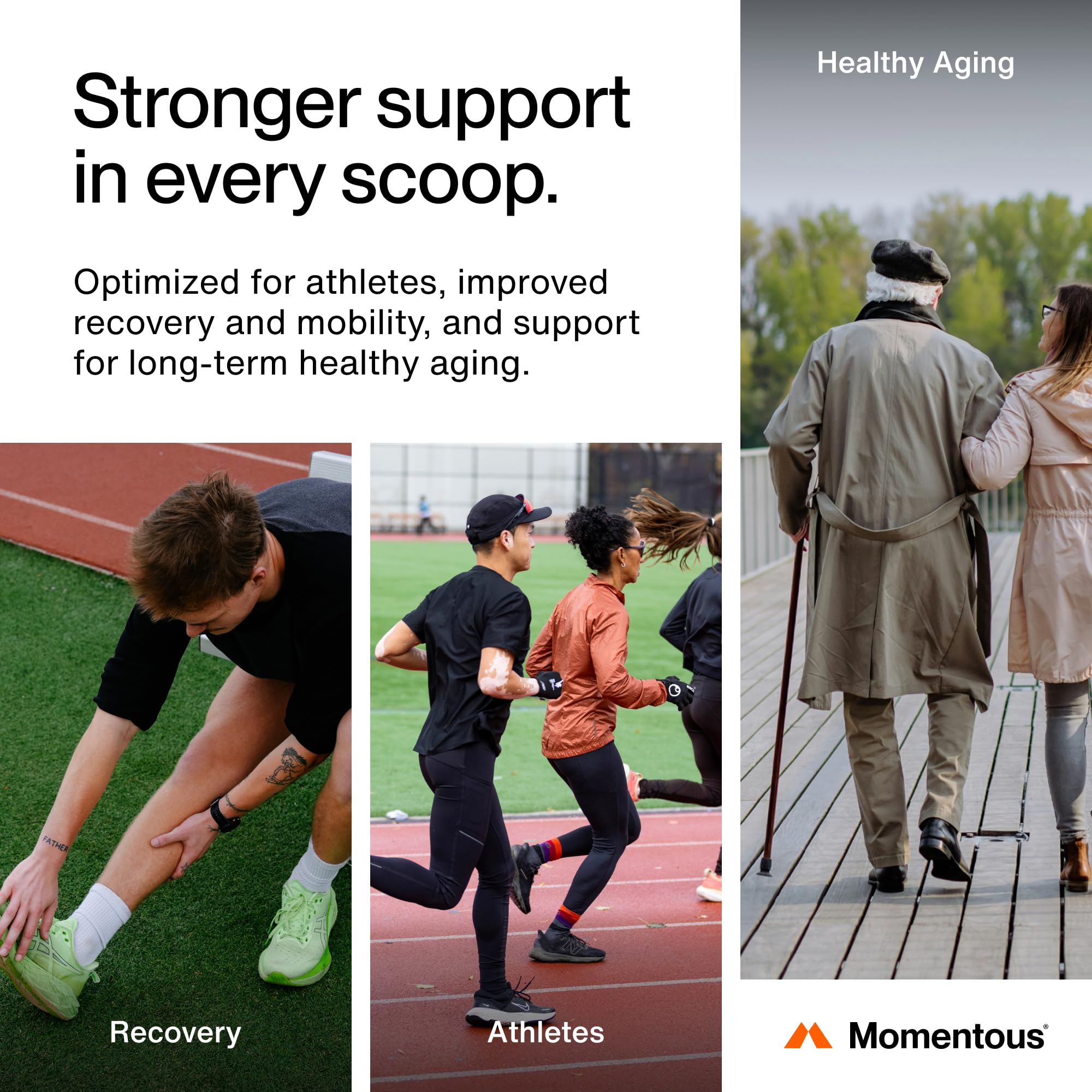 Momentous packaging highlighting vitamin C inclusion for collagen support.