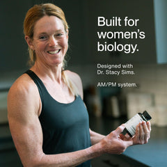 Momentous Women's Three calcium bottle closeup emphasizing bone support and bioavailability