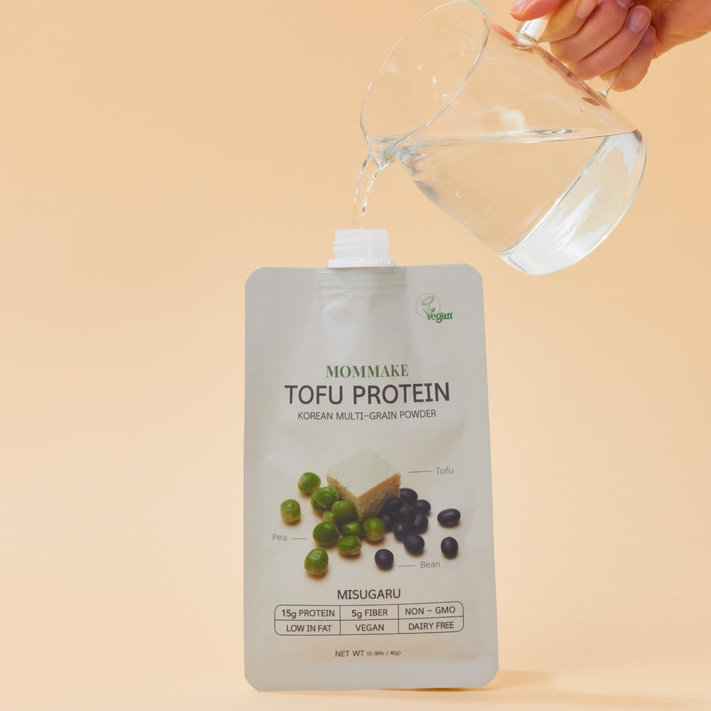 MOMMAKE plant based protein ingredients featuring tofu and greens for balanced nutrition