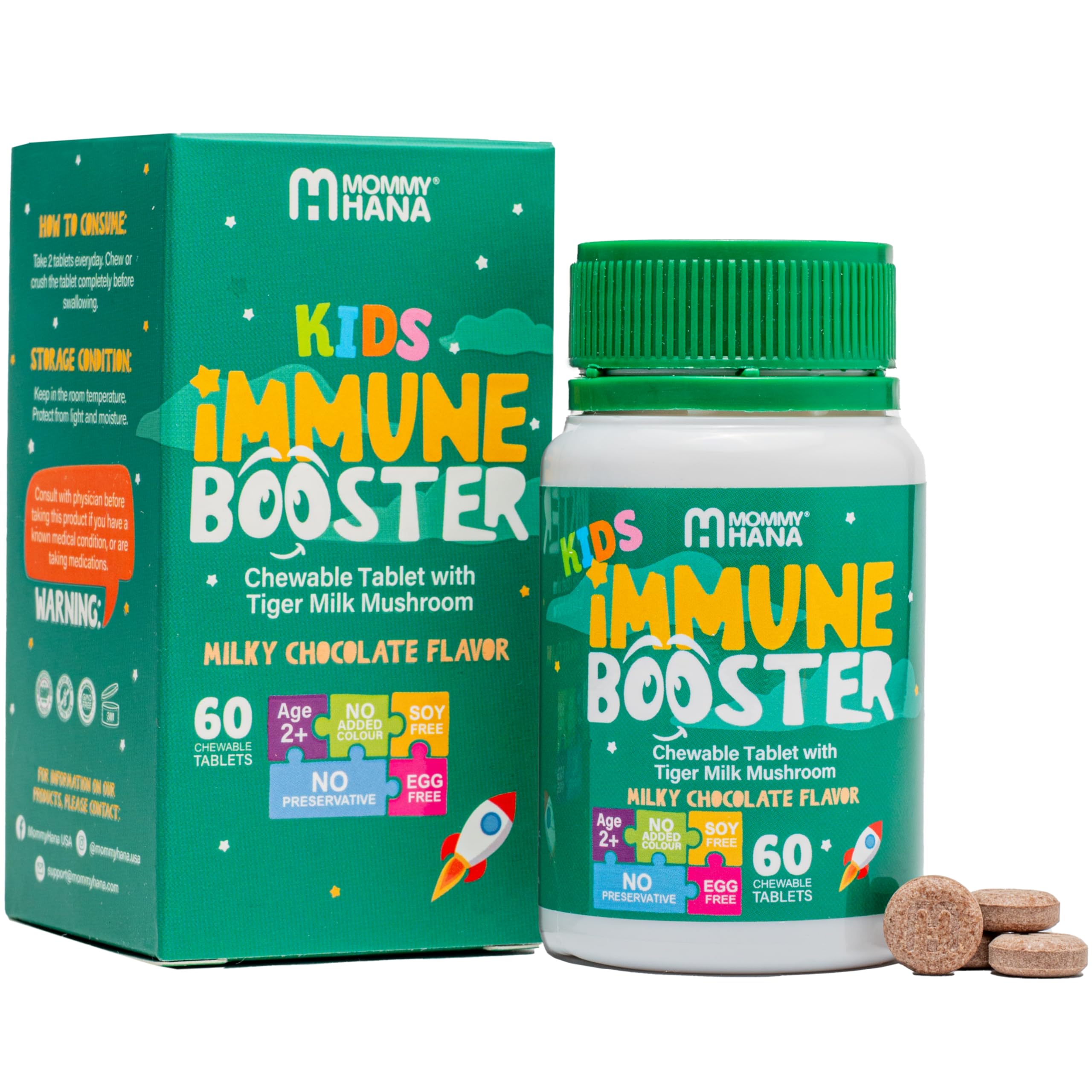 MOMMY HANA immune support kids chewables bottle promotes daily vitality and resilient energy.