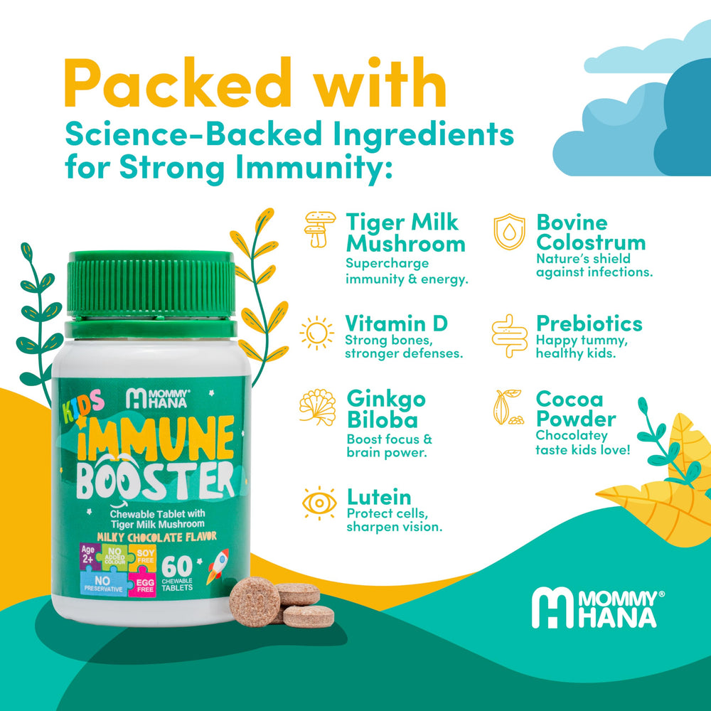 MOMMY HANA tiger milk mushroom ingredient image highlights natural support for growing bodies.