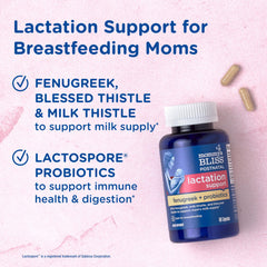 Mommy's Bliss capsules close-up, small and easy-to-swallow for daily use supporting milk supply.