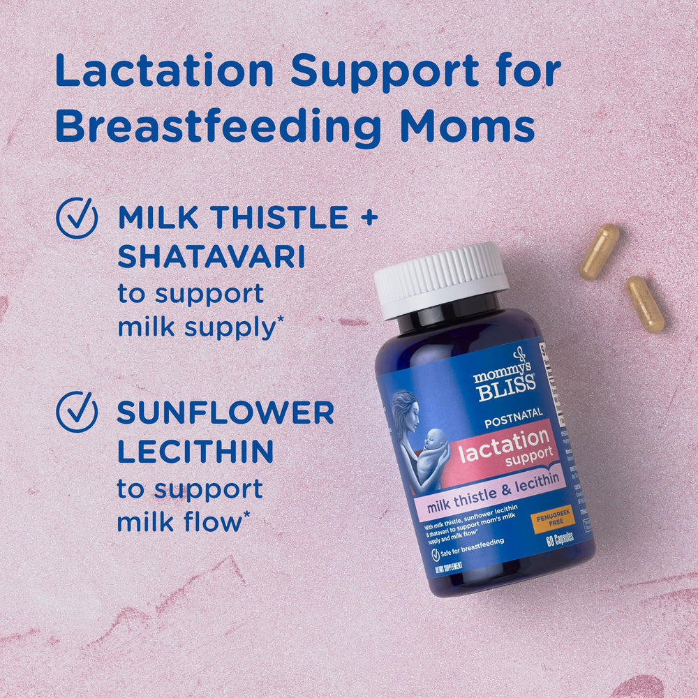 Mommy's Bliss bottle top view with easy-to-swallow capsules.