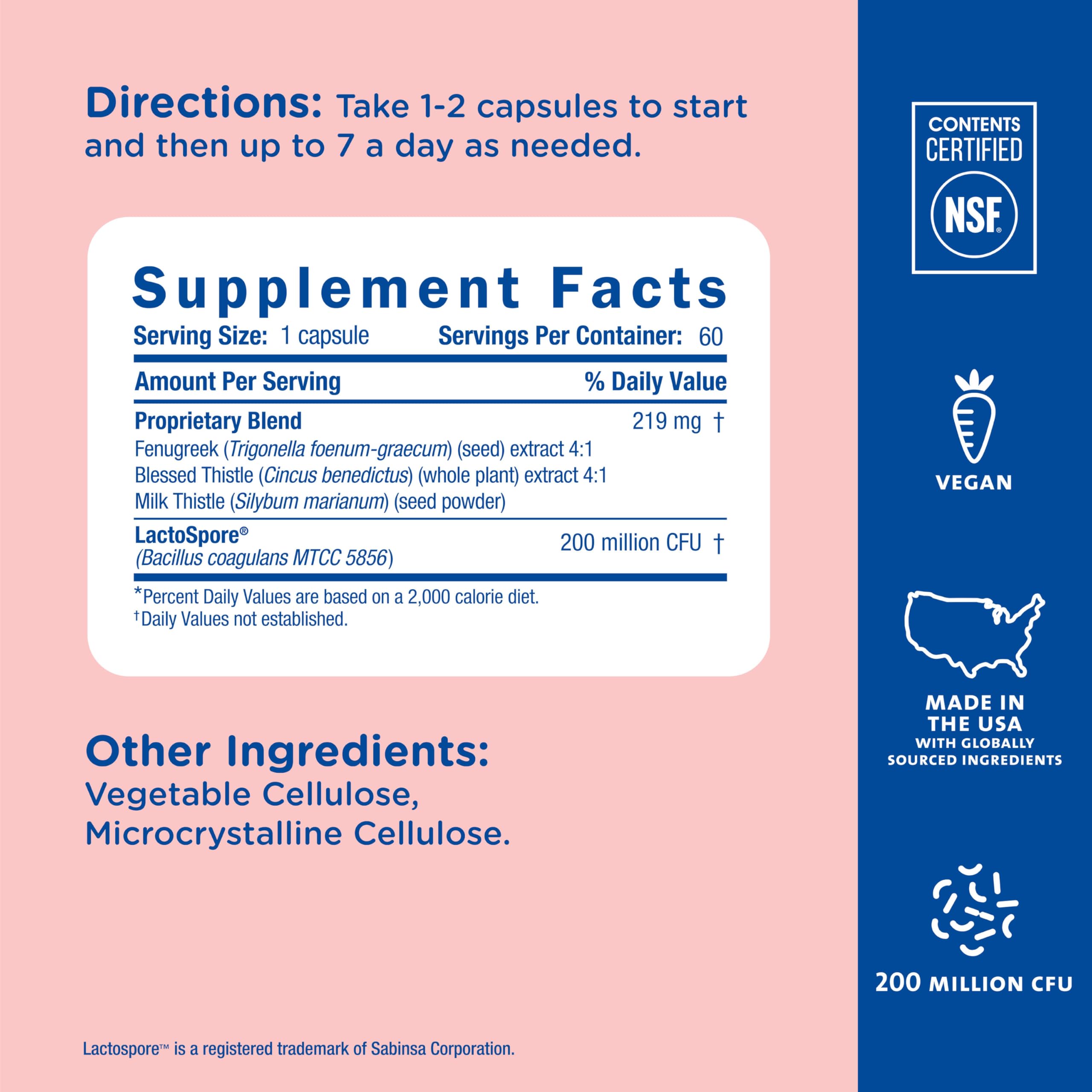 Mommy's Bliss vegan and dairy-free ingredients label.