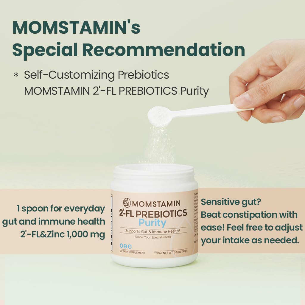 Front of Momstamin Purity packaging highlighting clean HMOs.