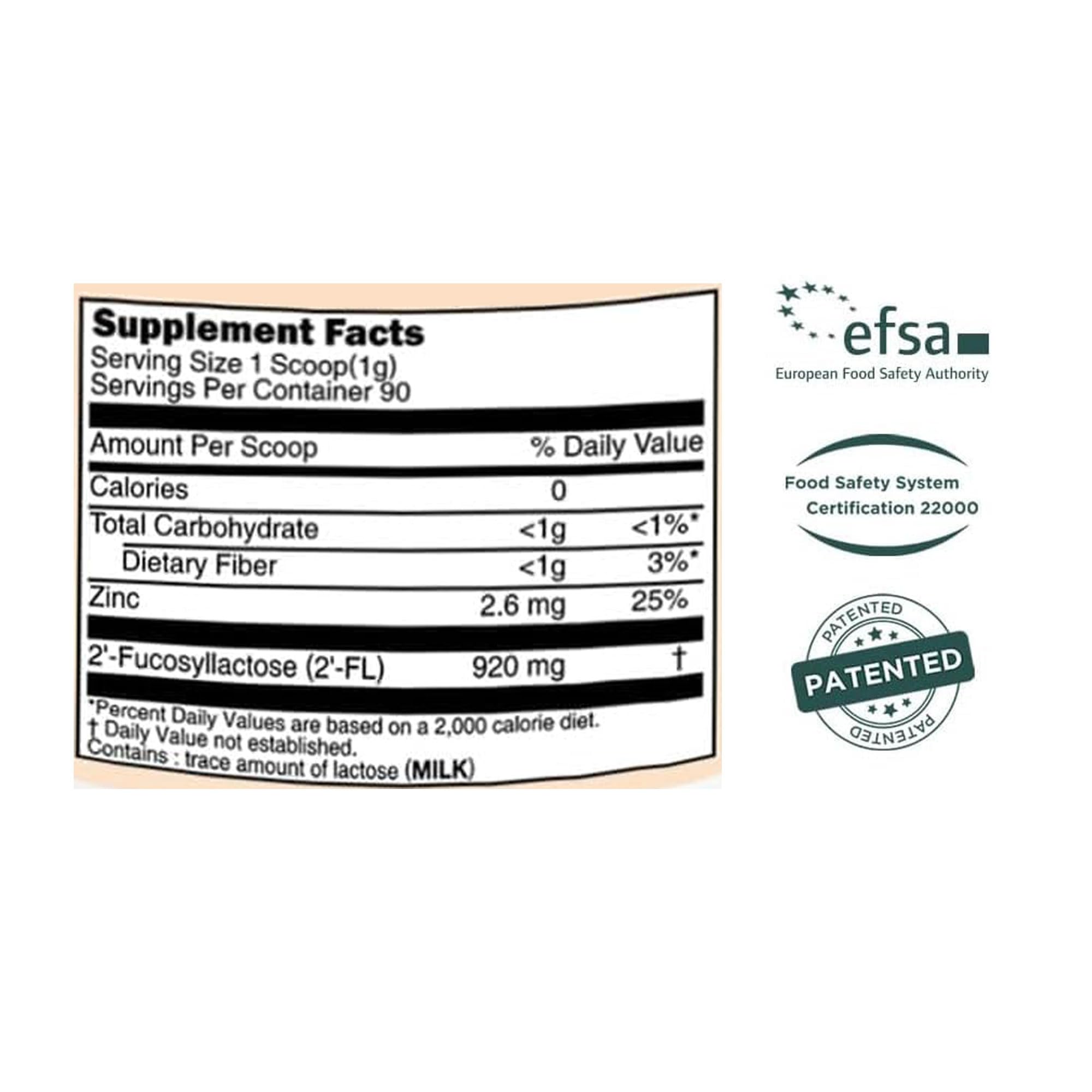 Momstamin Purity 2'-FL on store shelf offering a daily prebiotic option.