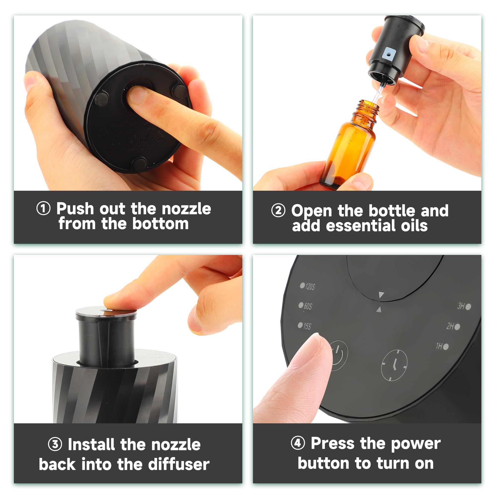 Moncer diffuser on office desk provides quiet ambiance for focused work.