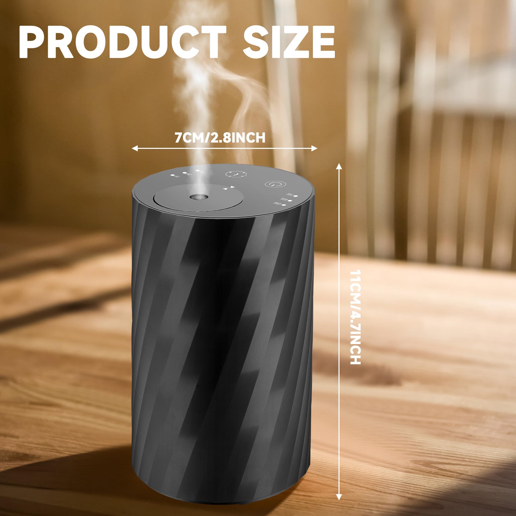 Moncer diffuser top close-up highlights elegant finish and compact size.