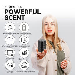 Moncer diffuser in travel bag demonstrates portability for on-the-go scent.