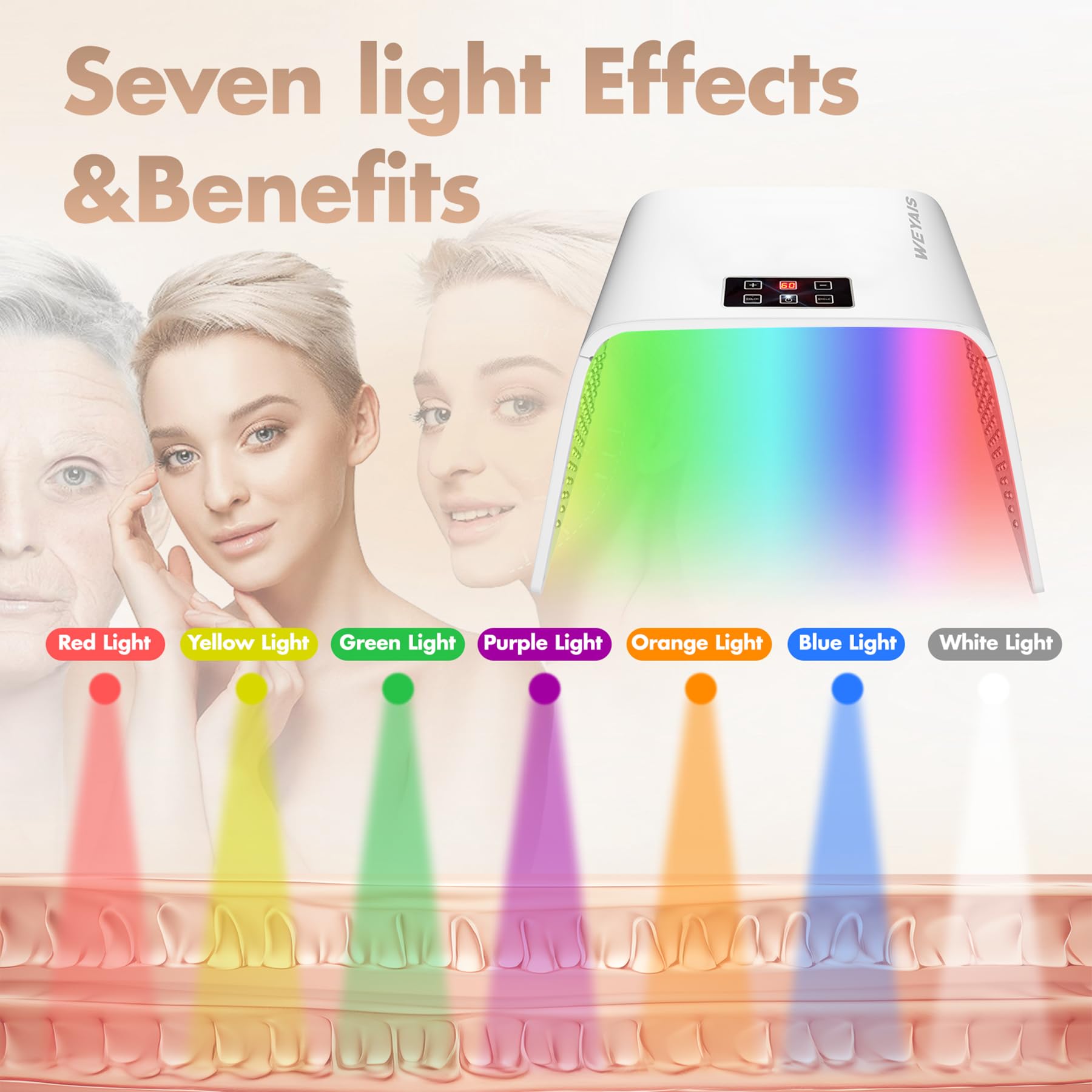 Monhallnow seven-color LED mask shown for customizable at-home skincare routine.