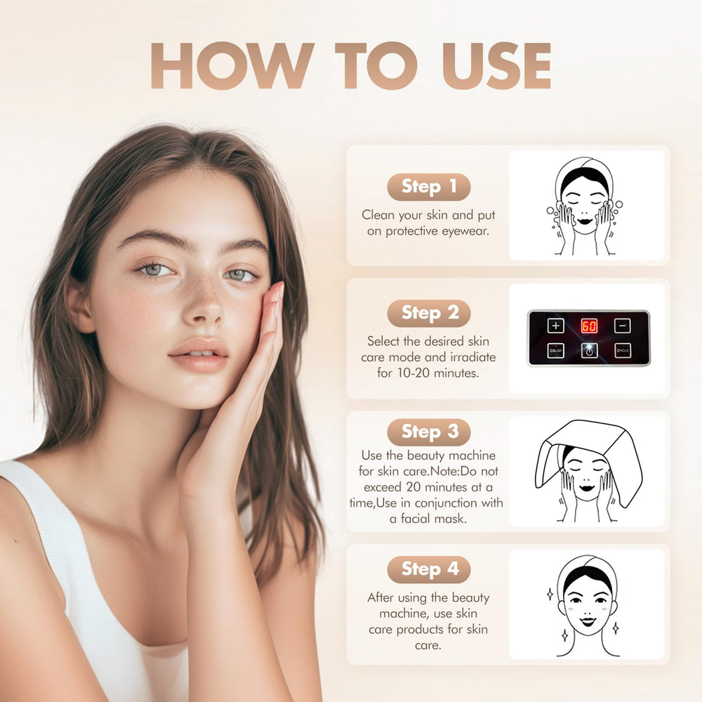 Monhallnow light therapy mask compact design shown on a desk for home use.