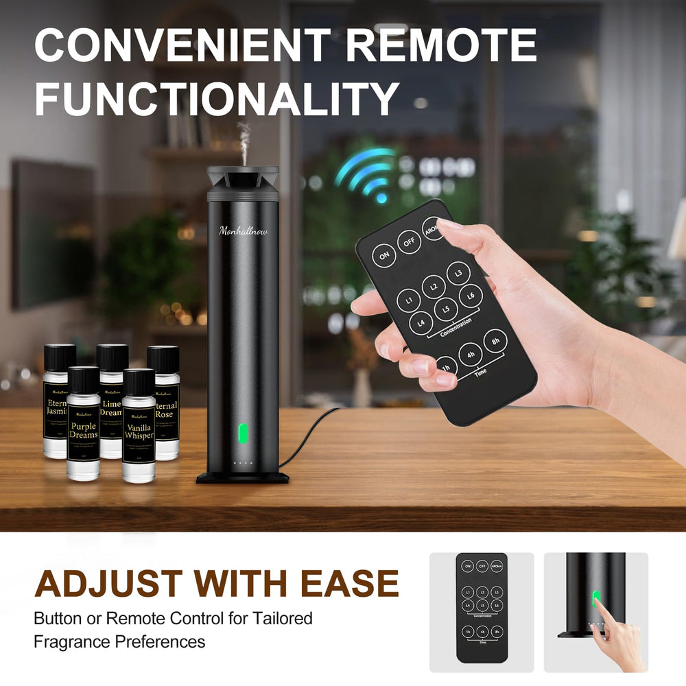 Monhallnow diffuser with six intensity levels for personalized scent.