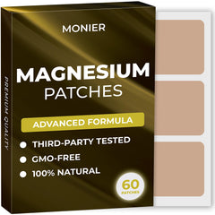 MONIER Magnesium Patches 60-pack front view highlighting natural packaging for muscle support