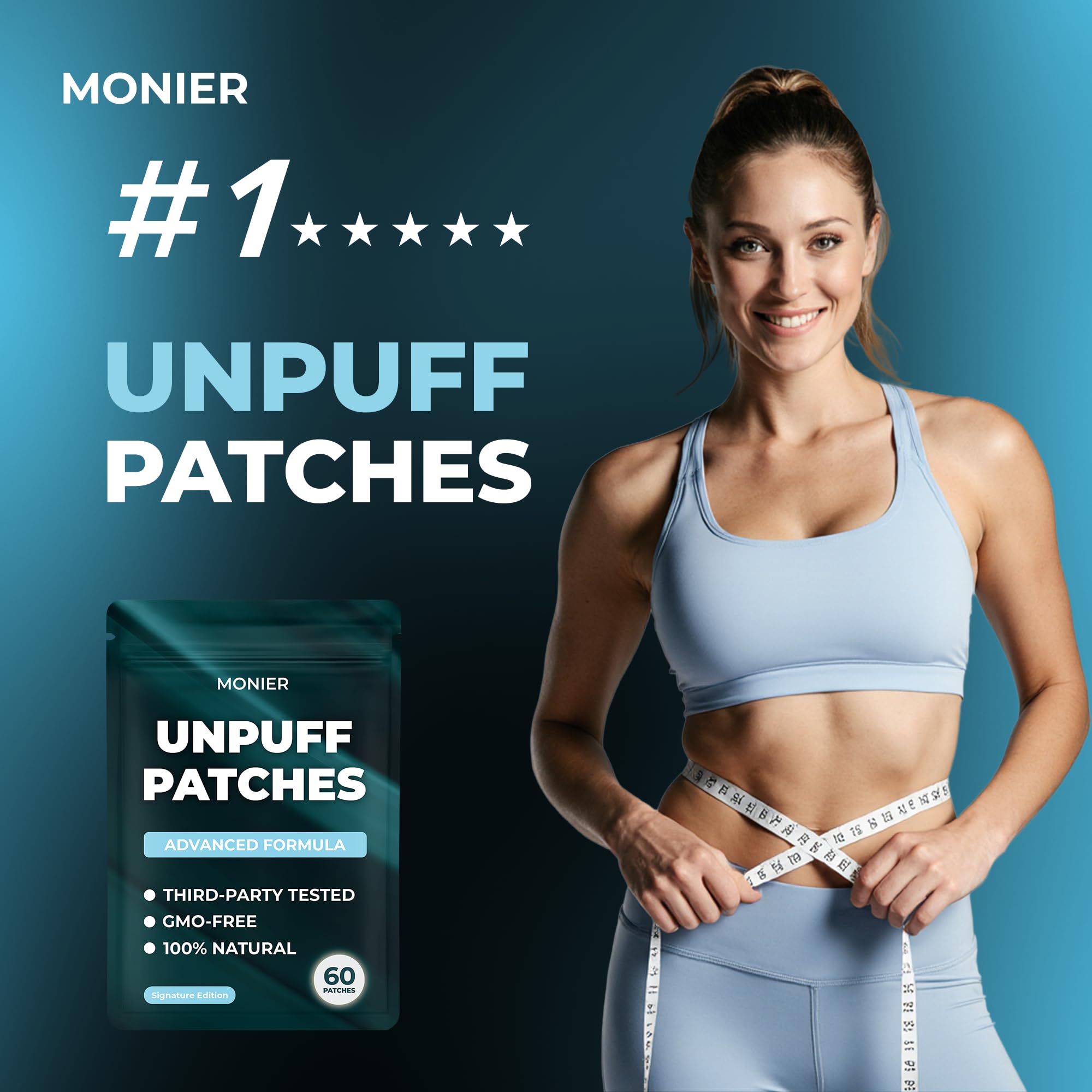 MONIER Unpuff Patch being peeled from backing for easy 8-hour wear.