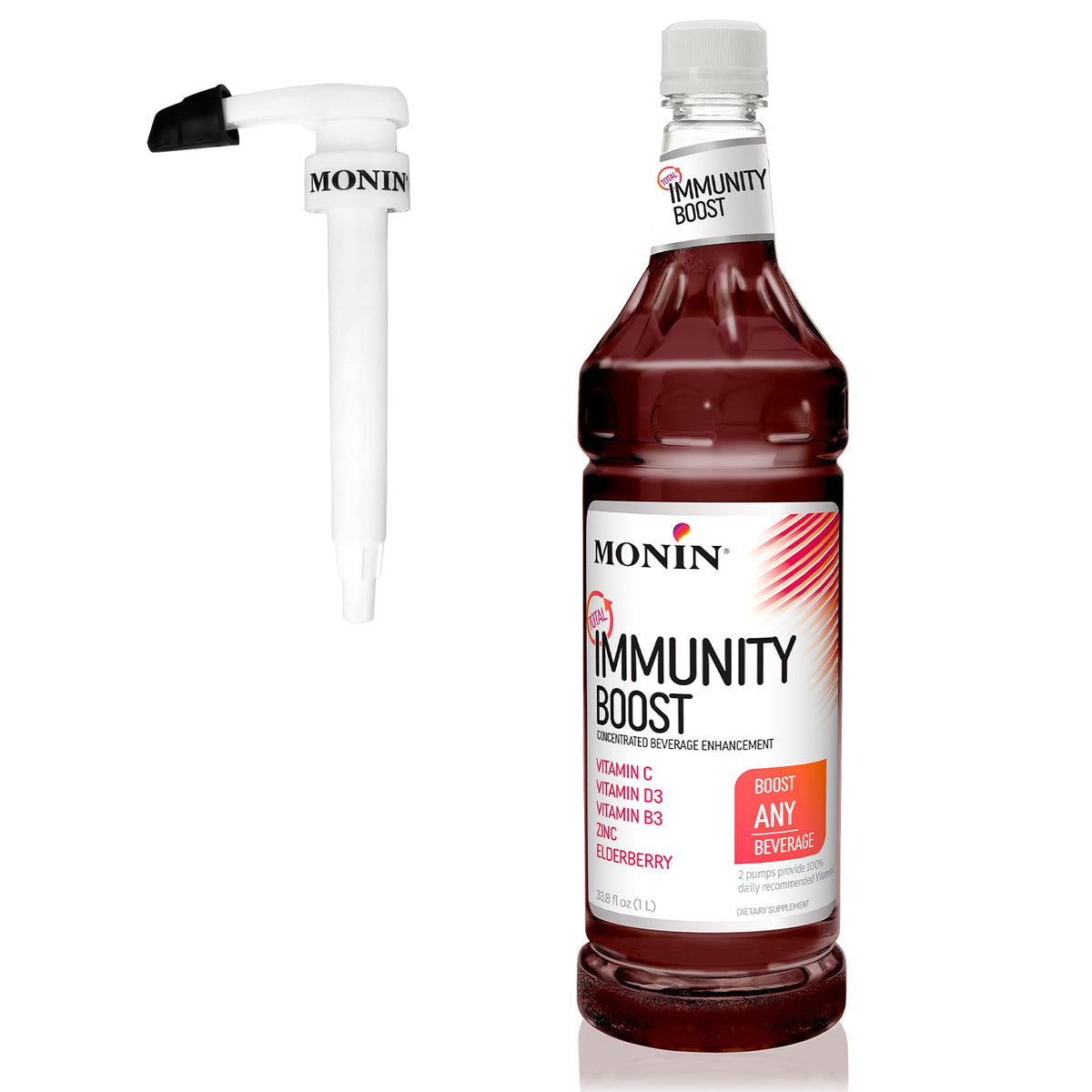 Monin Total Immunity Boost bottle pour adding immunity support to any drink