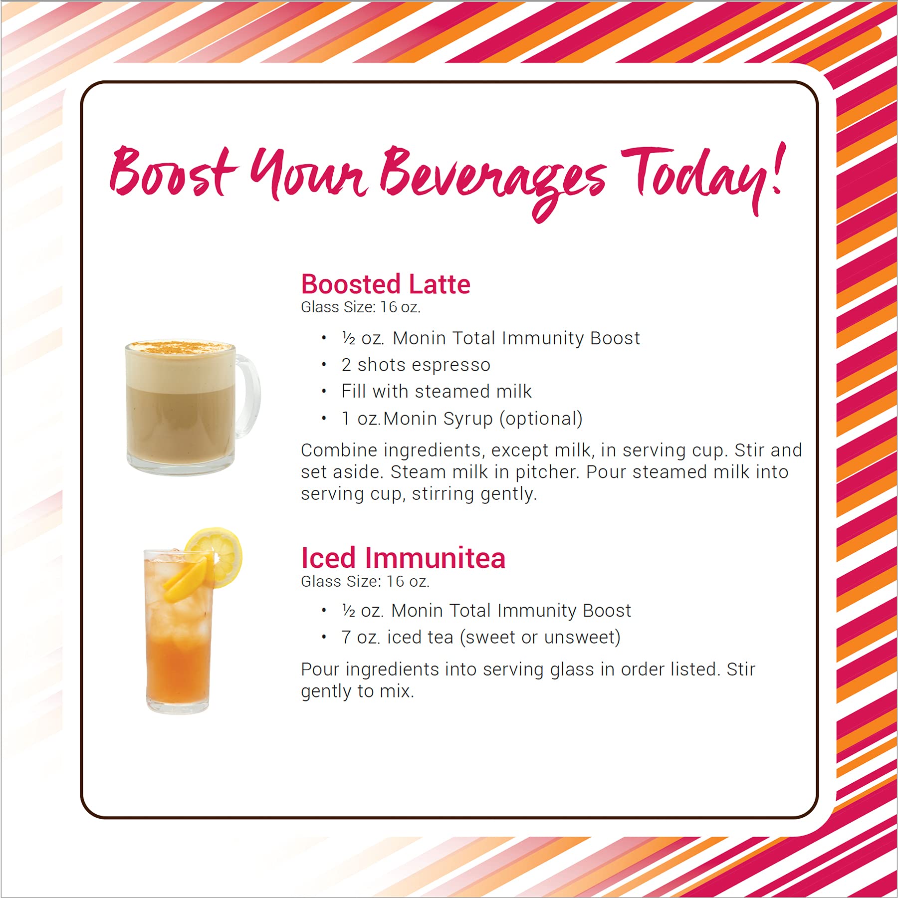 Monin Total Immunity Boost mixed into lemonade for a vitamin-rich sip