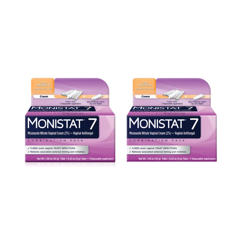Monistat 7-Day Treatment pack front view, two-pack for home use