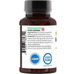 MONOHERB Beta Glucan bottle label highlighting pure, additive-free formula