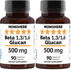 MONOHERB beta glucan bottle with clear label for daily use.