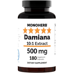 MONOHERB Damiana Extract 500 mg bottle for daily use and convenient dosing.
