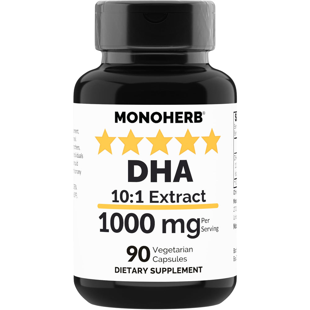 MONOHERB DHA Extract 1000 mg bottle front with high-potency capsules