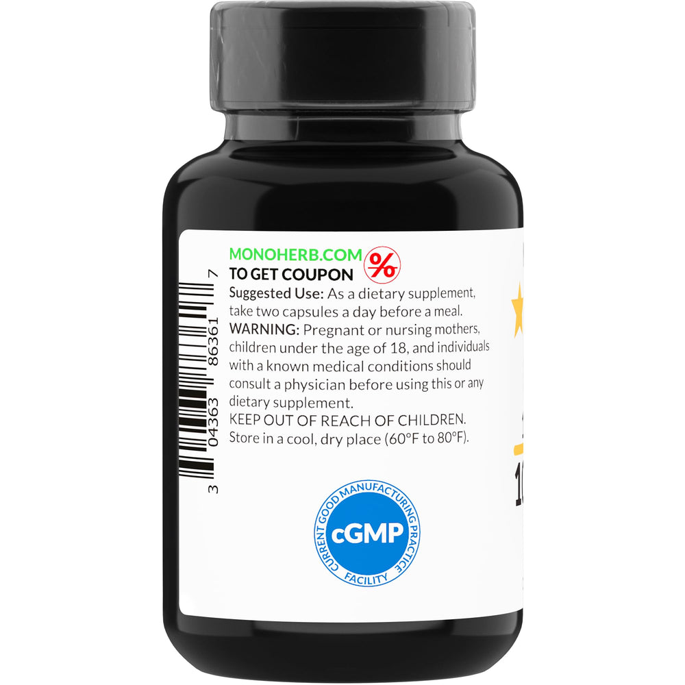 MONOHERB DHA Extract 1000 mg bottle on shelf in a cGMP-certified facility