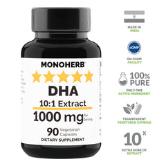 MONOHERB DHA Extract 1000 mg capsules in hand for daily supplementation