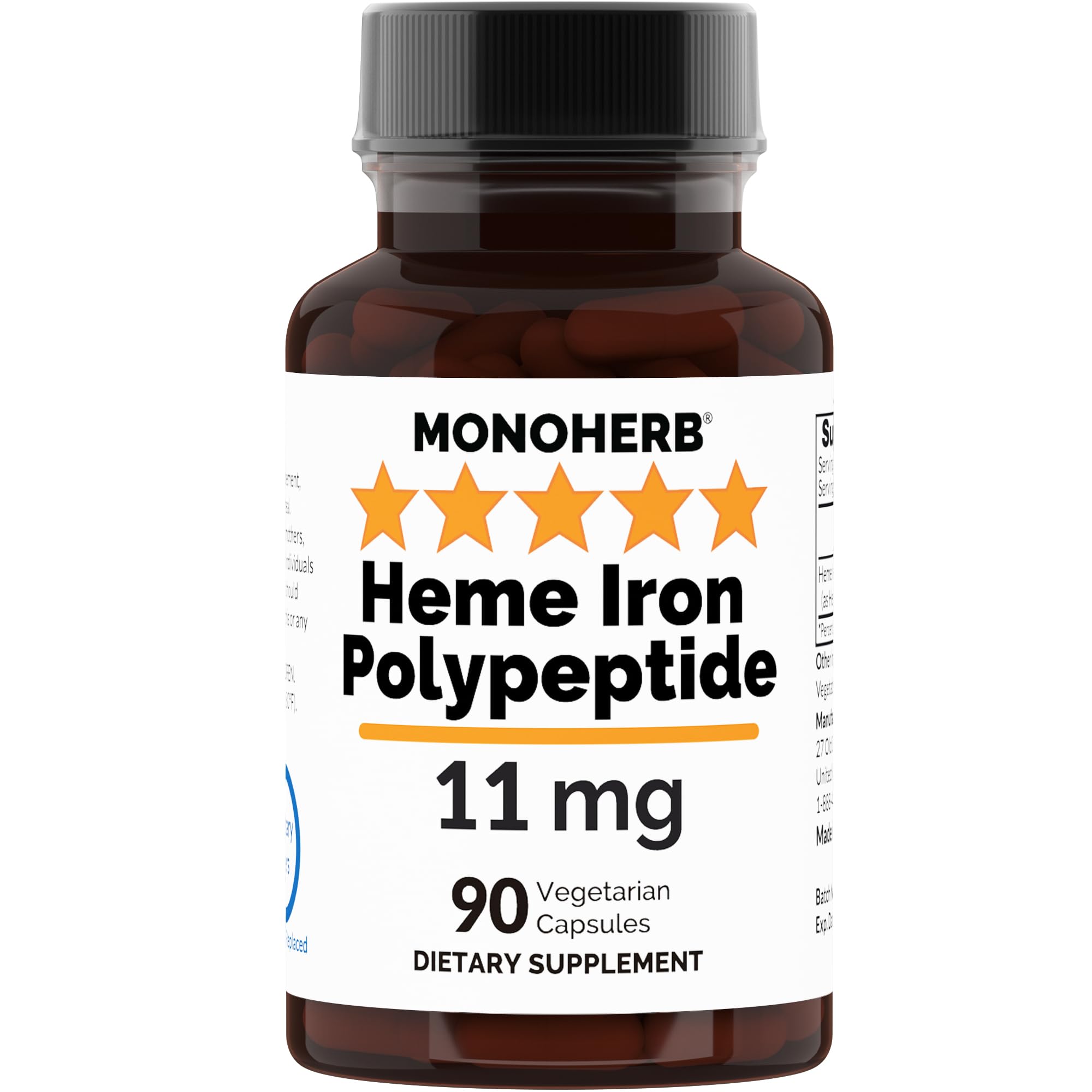 MONOHERB Heme Iron Polypeptide bottle—supports daily iron levels and wellness